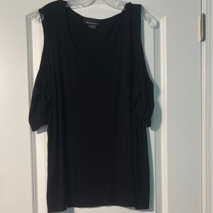 Ashley Stewart Black Cold Shoulder Blouse